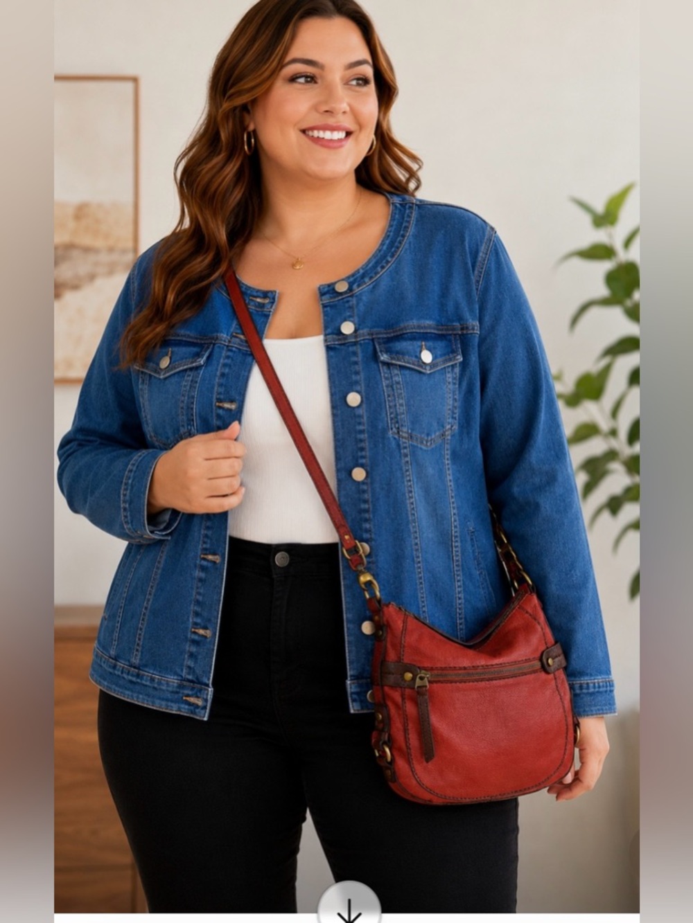 Agnes Orinda Denim Jacket | 3X | Collarless Stretch Jean Jacket | NWT